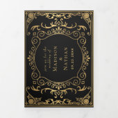 エレガントなスチームパンク ヴィクトリアン ウェディング 三つ折り招待状 (カバー)