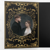 エレガントなスチームパンク ヴィクトリアン ウェディング 三つ折り招待状 (内部最初)