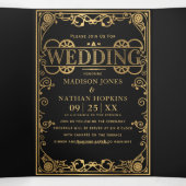 エレガントなスチームパンク ヴィクトリアン ウェディング 三つ折り招待状 (内部中)