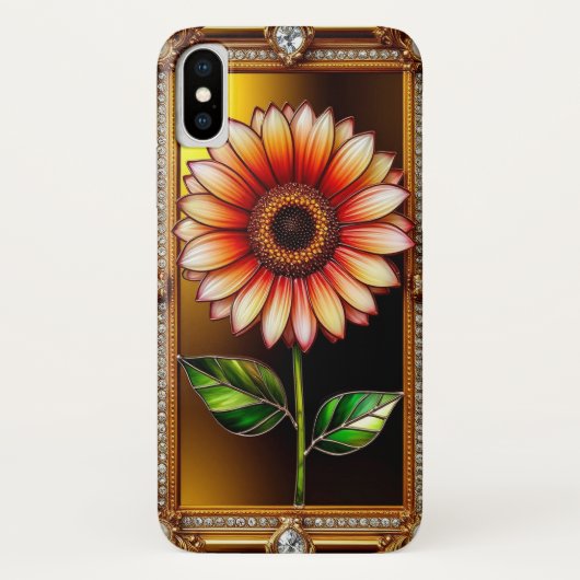 エレガントなステンドグラスの花のアート作品 Case-Mate iPhoneケース (裏面)