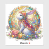 エレガントなステンドグラス アートヌーボー イースターバニー シール (シート)