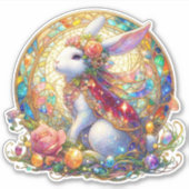 エレガントなステンドグラス アートヌーボー イースター ウサギ シール (正面)