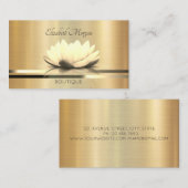 エレガントなストライプ ゴールド蓮 名刺 (正面/裏面)