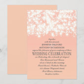 エレガントなストリングライト ピンクの結婚式の招待状 招待状 (正面/裏面)