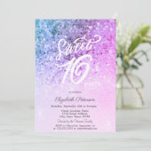 エレガントなストリングライト 紫のスパンコールが輝くスイート16 招待状 (スタンド正面)