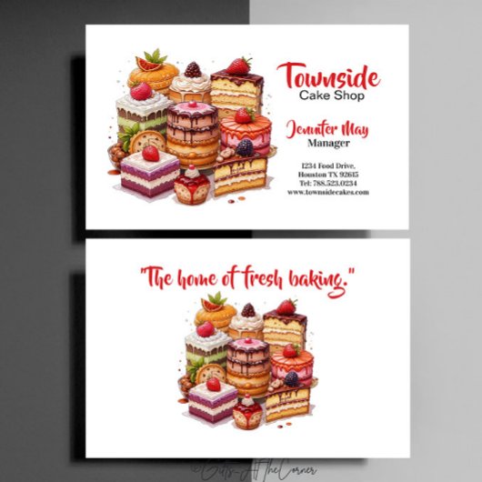 エレガントなストロベリーオレンジ ブラックベリーケーキ専門店 名刺