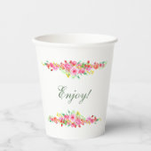 エレガントなストロベリー ピンク 牡丹 ブライダルシャワー 紙コップ (正面)