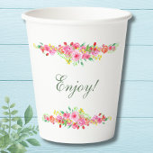 エレガントなストロベリー ピンク 牡丹 ブライダルシャワー 紙コップ