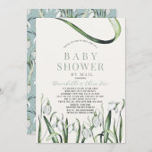 エレガントなスノードロップの水彩画 ベビーシャワー（郵送） 招待状 (正面/裏面)