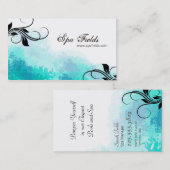 エレガントなスパのマネージャーの名刺のティール(緑がかった色)の青い渦巻 名刺 (正面/裏面)