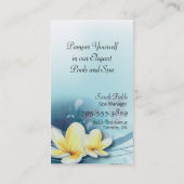 エレガントなスパのマネージャーの名刺-青いプルメリア 名刺 (裏面)