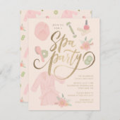 エレガントなスパパーティーの招待状(偽の金箔付き) 招待状 (正面/裏面)