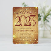 エレガントなスパークリングゴールドの新年会 招待状 (スタンド正面)
