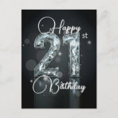 エレガントなスパークリングダイヤモンドがちりばめられた21歳の誕生日 ポストカード (正面)