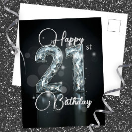 エレガントなスパークリングダイヤモンドがちりばめられた21歳の誕生日 ポストカード