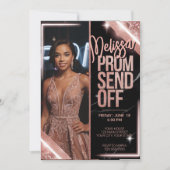 エレガントなスパークリングピンクのプロム送り出しDIY写真 招待状 (正面)