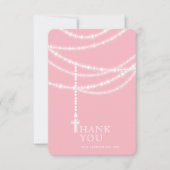 エレガントなスパークリングロザリオビーズ＆クロス宗教 招待状 (正面)