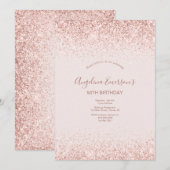 エレガントなスパークリング ブラッシュ 誕生日 招待状 (正面/裏面)
