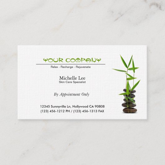 エレガントなスパ/スキンケア/マッサージの禅 予約カード (正面)