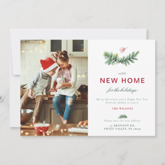 エレガントなスプリースの新しい家のファミリーモノグラム写真 シーズンカード (正面)