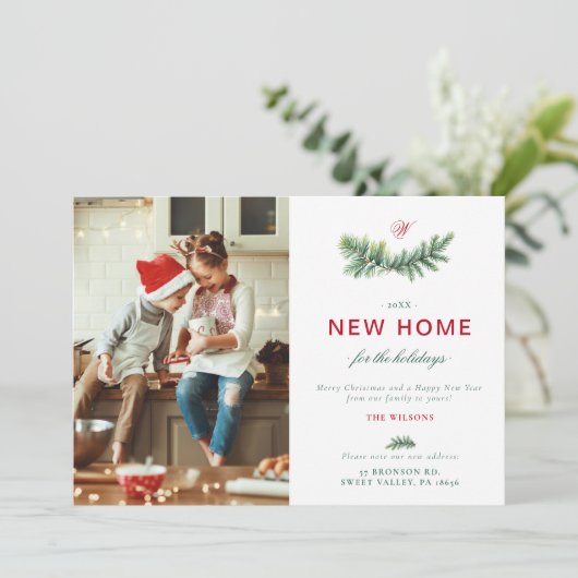 エレガントなスプリースの新しい家の家族モノグラム 2 枚の写真 シーズンカード (スタンド正面)