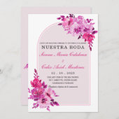 エレガントなスペイン語の結婚式招待状 招待状 (正面/裏面)