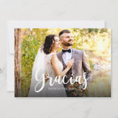 エレガントなスペイン語の結婚式 Gracias フォトギフト カード (正面)