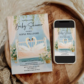 エレガントなスワンのベビーシャワー招待状 招待状