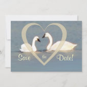 エレガントなスワンの結婚式お知らせカード セーブザデート (正面)