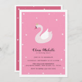 エレガントなスワンの誕生日招待状 招待状 (正面/裏面)