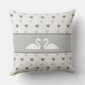 エレガントなスワンカップル & シルバーグレー ハート柄 クッション (裏面)