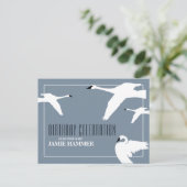 エレガントなスワン 誕生日招待状 インビテーションポストカード (スタンド正面)