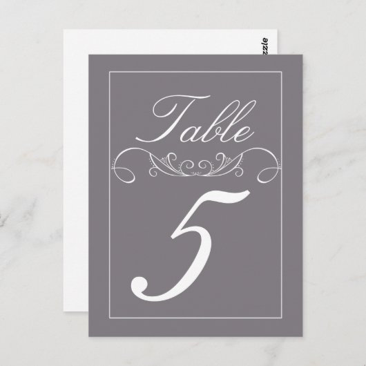 エレガントなスワール結婚式テーブルナンバーカード ポストカード (正面/裏面)