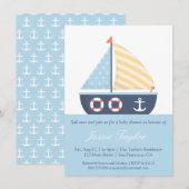 エレガントなセイルボート　マリンテイストのベイビーシャワー招待状 招待状 (正面/裏面)