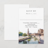 エレガントなセビリア スペイン 水彩 結婚式 出欠カード (正面/裏面)