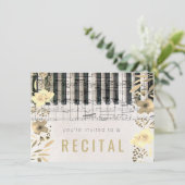 エレガントなセピアの水彩画の花をテーマにした音楽発表会 招待状 (スタンド正面)