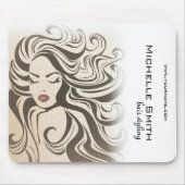 エレガントなセピアカラーのおしゃれなウェーブヘアスタイルの髪のエクステンション マウスパッド (正面)