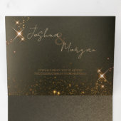 エレガントなセピア色の皆既日食オーダーメイド写真ウェディング 三つ折り招待状 (内部最初)