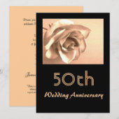 エレガントなセピア ローズ 50周年 結婚記念日 招待状 (正面/裏面)