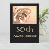 エレガントなセピア ローズ 50周年 結婚記念日 招待状 (スタンド正面)