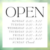 エレガントなセリフの小売店オープンサイン営業時間 ウィンドウサイン (シート3)