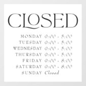 エレガントなセリフ小売クローズサイン 店舗営業時間 ウィンドウサイン (シート)