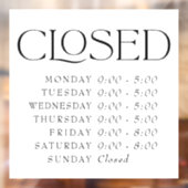 エレガントなセリフ小売クローズサイン 店舗営業時間 ウィンドウサイン (シート2)