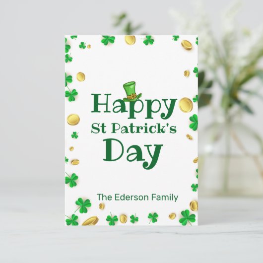 エレガントなセントパトリックデーのグリーティングカード 招待状 (スタンド正面)