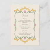 エレガントなセージグリーンとゴールドのアールヌーボー エンクロージャーカード (正面)