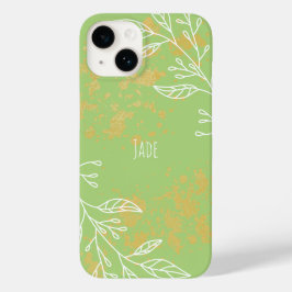 エレガントなセージグリーンとゴールドの花柄 Case-Mate iPhone 14ケース