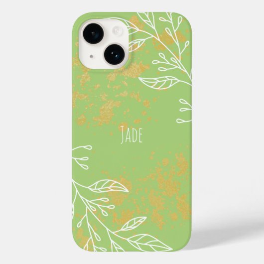 エレガントなセージグリーンとゴールドの花柄 Case-Mate iPhoneケース (裏面)