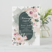 エレガントなセージグリーンとブラッシュピンクの花の水彩ニュアンス 招待状 (スタンド正面)