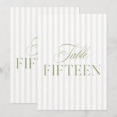 エレガントなセージグリーンとベージュの結婚式 テーブルナンバー15 招待状 (正面/裏面)