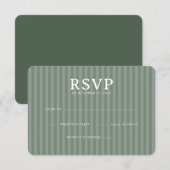 エレガントなセージグリーンのストライプ 出欠カード (正面/裏面)